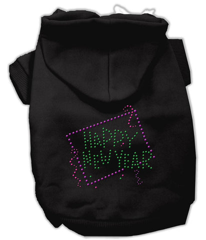 Happy New Year Rhinestone Hoodies Black L (14)