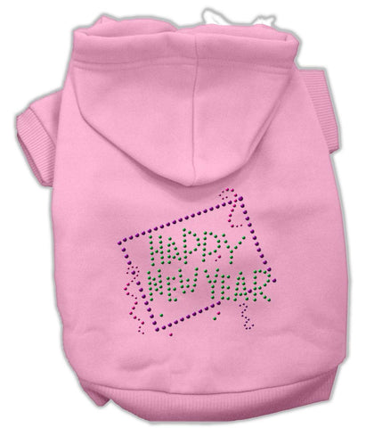 Happy New Year Rhinestone Hoodies Pink S (10)