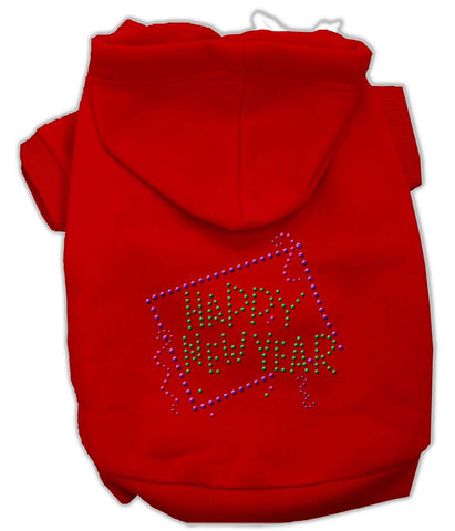 Happy New Year Rhinestone Hoodies Red S (10)