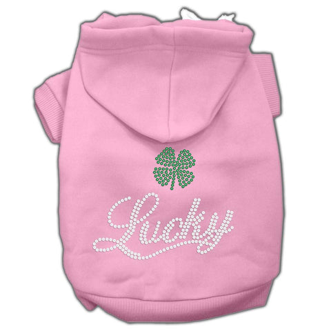 Lucky Rhinestone Hoodies Pink S (10)