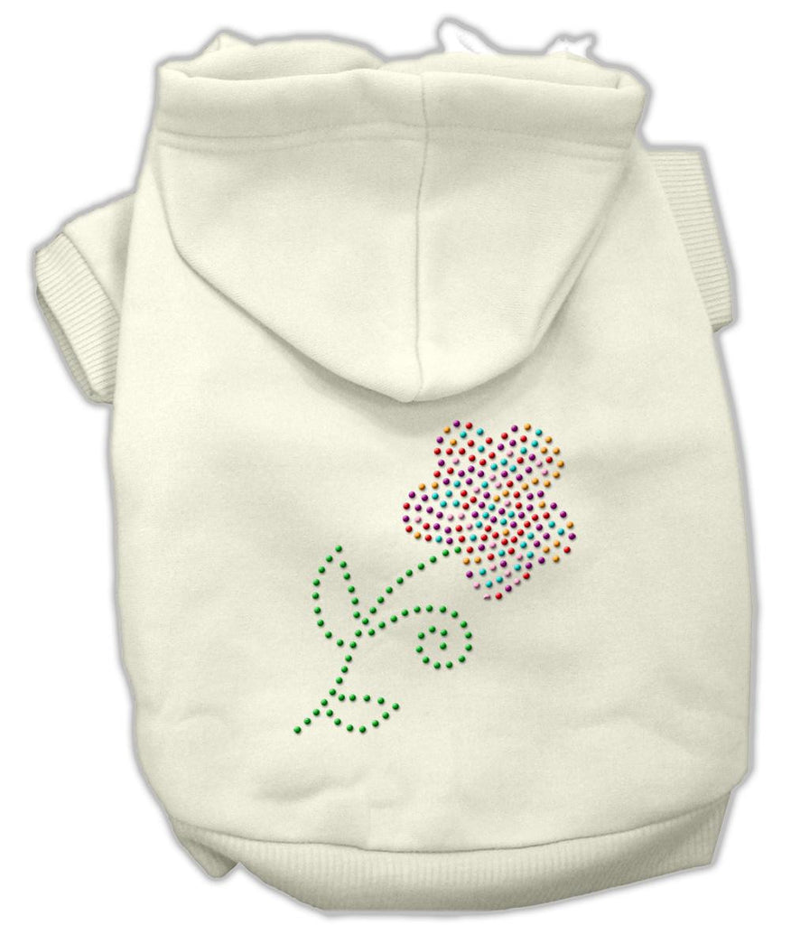 Multi-colored Flower Rhinestone Hoodie Cream L (14)