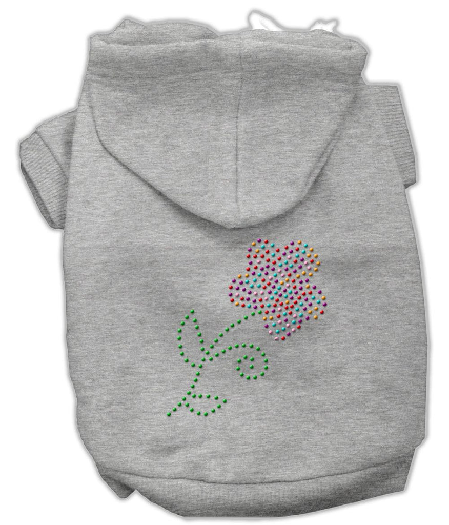 Multi-colored Flower Rhinestone Hoodie Grey L (14)