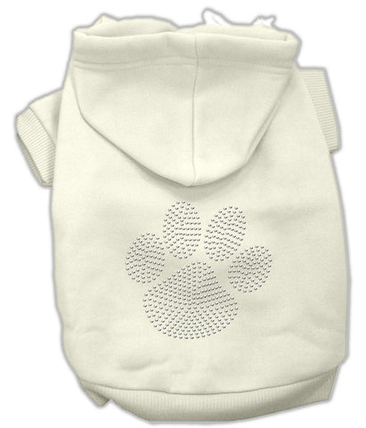 Clear Rhinestone Paw Hoodies Cream M (12)