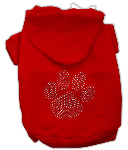 Clear Rhinestone Paw Hoodies Red M (12)