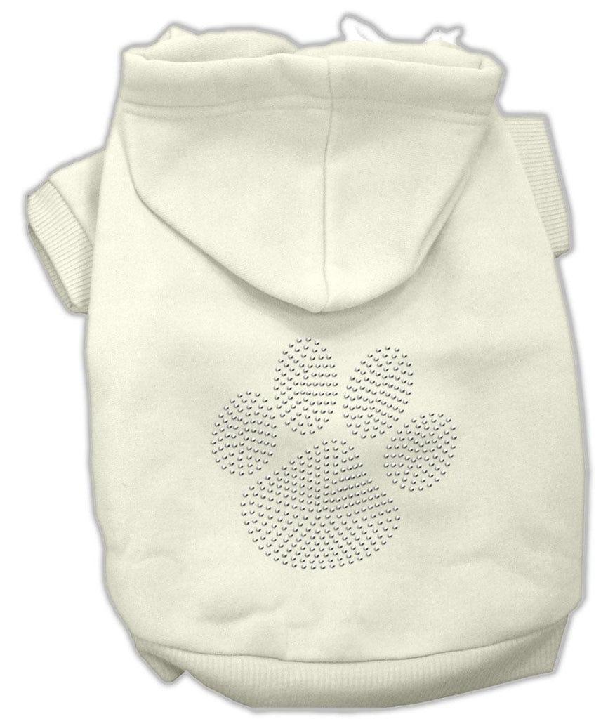 Clear Rhinestone Paw Hoodies Cream S (10)