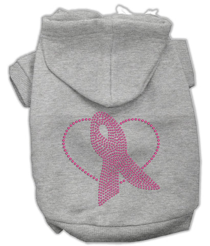 Pink Ribbon Rhinestone Hoodies Grey S (10)