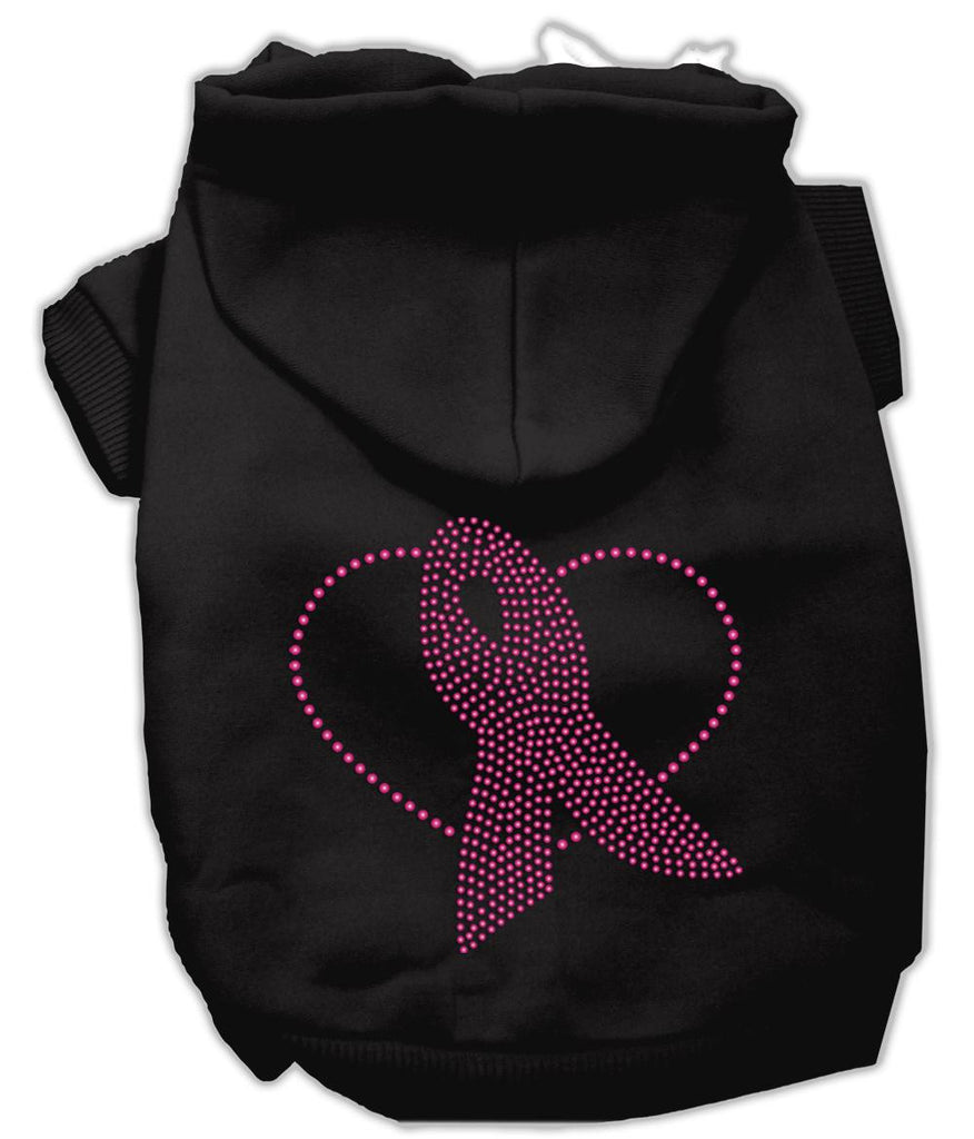 Pink Ribbon Rhinestone Hoodies Black XS (8)