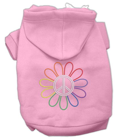 Rhinestone Rainbow Flower Peace Sign Hoodie Pink L (14)