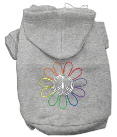 Rhinestone Rainbow Flower Peace Sign Hoodie Grey Xl (16)