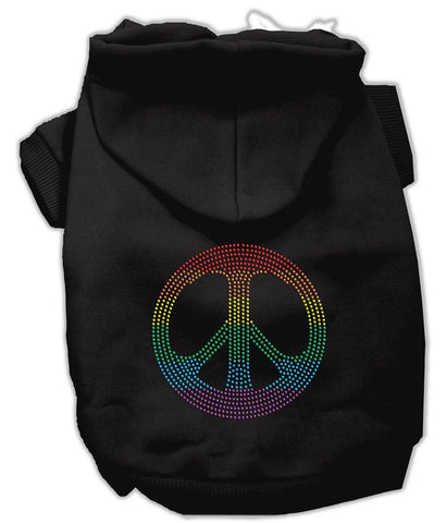 Rhinestone Rainbow Peace Sign Hoodies Black M (12)