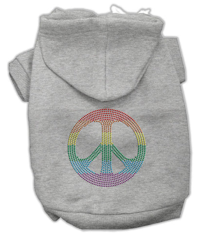 Rhinestone Rainbow Peace Sign Hoodies Grey M (12)