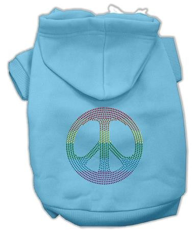 Rhinestone Rainbow Peace Sign Hoodies Baby Blue Xs (8)