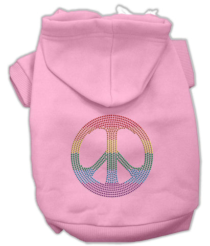 Rhinestone Rainbow Peace Sign Hoodies Pink Xs (8)