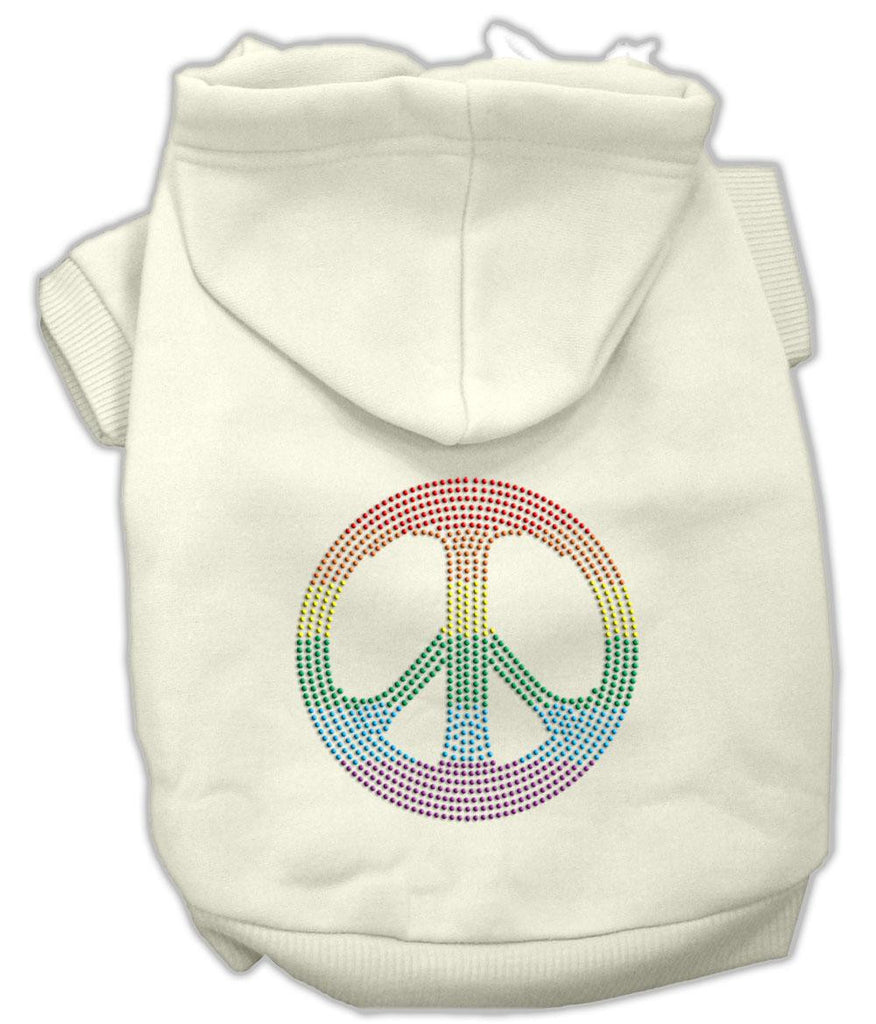 Rhinestone Rainbow Peace Sign Hoodies Cream XXL (18)