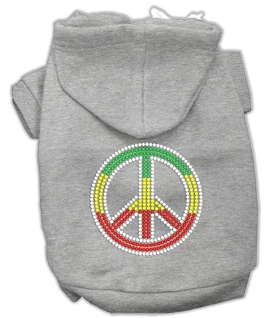 Rasta Peace Sign Hoodie Grey L (14)