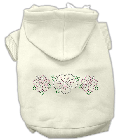 Tropical Flowers Rhinestone Hoodies Cream L (14)