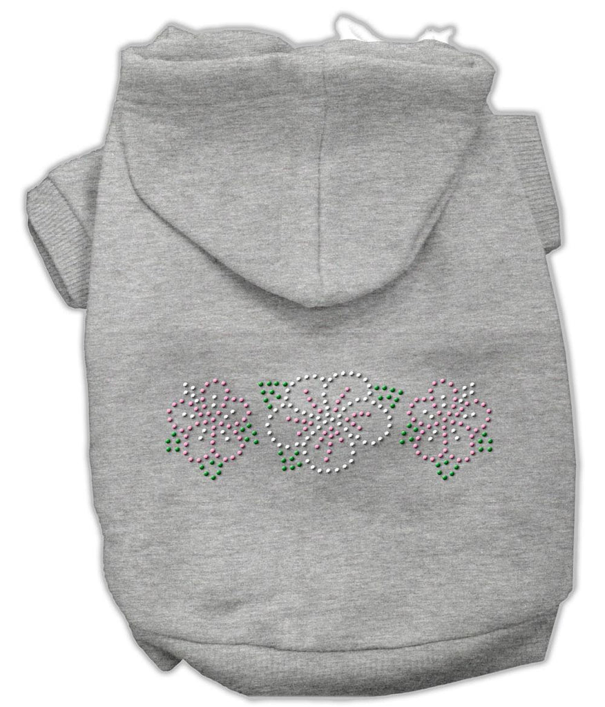 Tropical Flowers Rhinestone Hoodies Grey M (12)