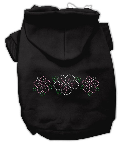 Tropical Flowers Rhinestone Hoodies Black Xxxl(20)