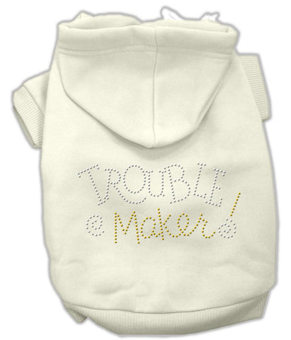 Trouble Maker Rhinestone Hoodies Cream L (14)