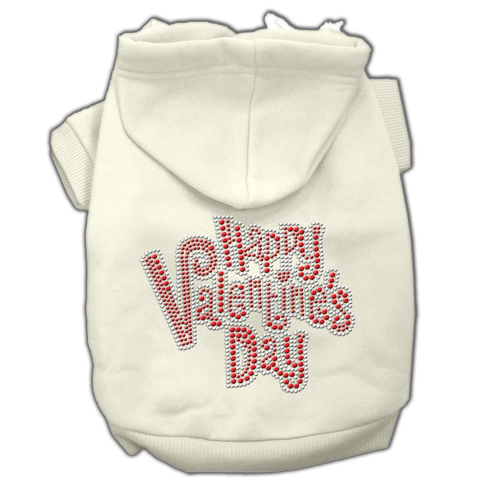 Happy Valentines Day Rhinestone Hoodies Cream L (14)