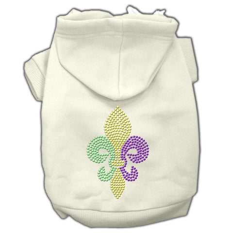 Mardi Gras Fleur De Lis Rhinestone Hoodies Cream XS (8)