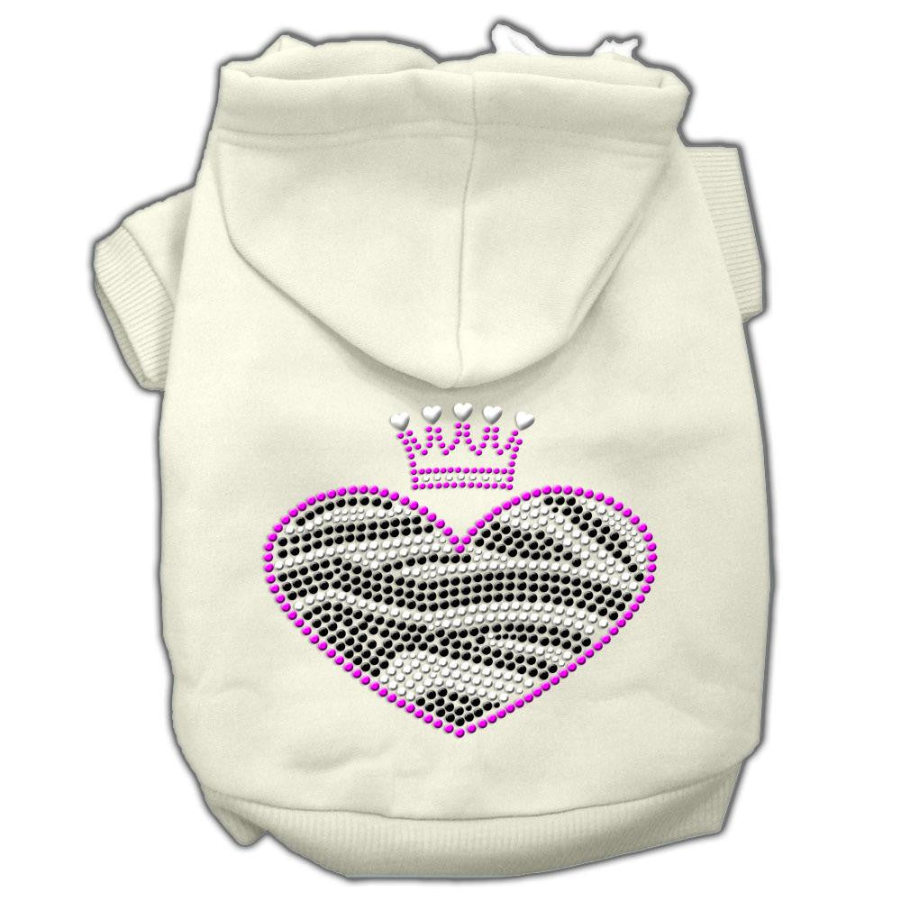 Zebra Heart Rhinestone Hoodies Cream L (14)