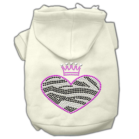 Zebra Heart Rhinestone Hoodies Cream L (14)