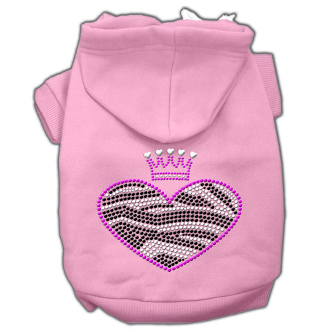 Zebra Heart Rhinestone Hoodies Pink L (14)