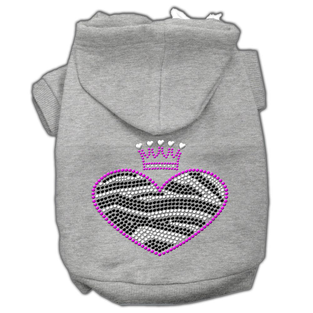 Zebra Heart Rhinestone Hoodies Grey Xs (8)