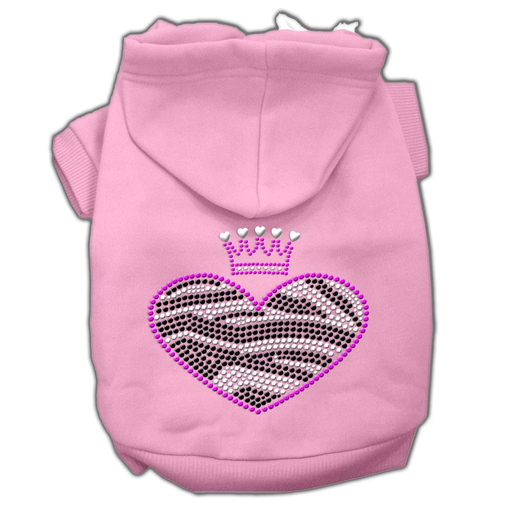 Zebra Heart Rhinestone Hoodies Pink Xs (8)