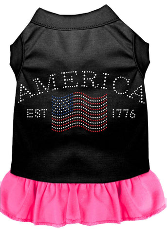 Classic America Rhinestone Dress Black With Bright Pink Sm (10)