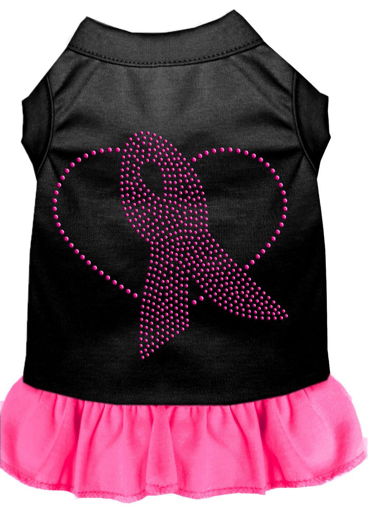 Pink Ribbon Rhinestone Dress Black With Bright Pink Lg (14)