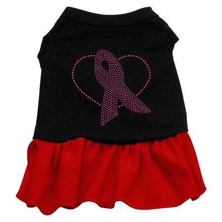 Pink Ribbon Rhinestone Dress Black with Red Med (12)