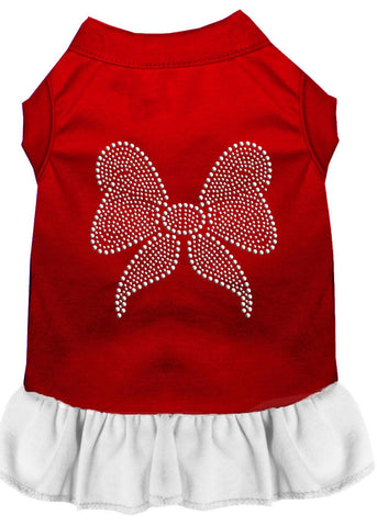 Rhinestone Bow Dress Red With White Lg (14)