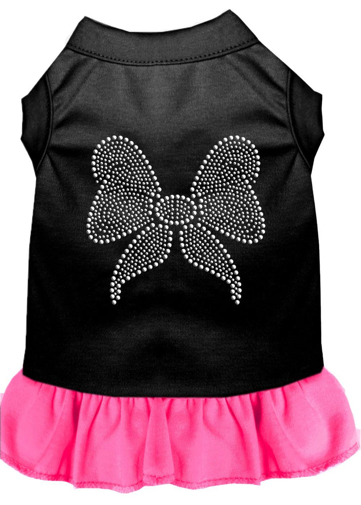 Rhinestone Bow Dress Black With Bright Pink Sm (10)