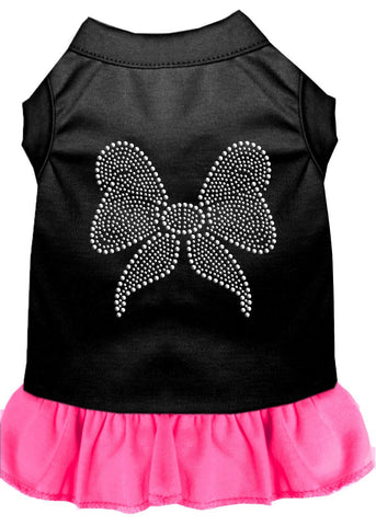 Rhinestone Bow Dress Black With Bright Pink Xl (16)