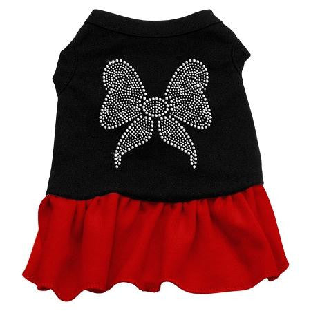 Rhinestone Bow Dresses Black with Red XS (8)