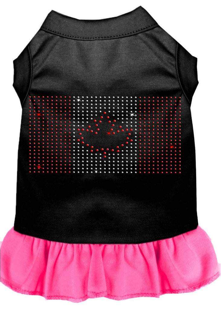 Rhinestone Canadian Flag Dress Black With Bright Pink Xl (16)