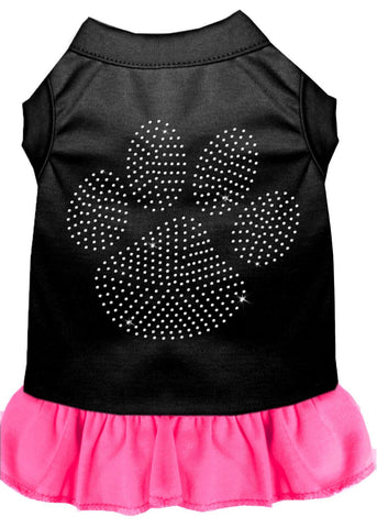 Rhinestone Clear Paw Dress Black With Bright Pink Med (12)