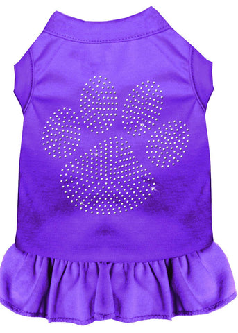 Rhinestone Clear Paw Dress Purple Med (12)