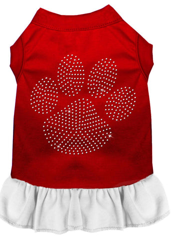 Rhinestone Clear Paw Dress Red With White Med (12)