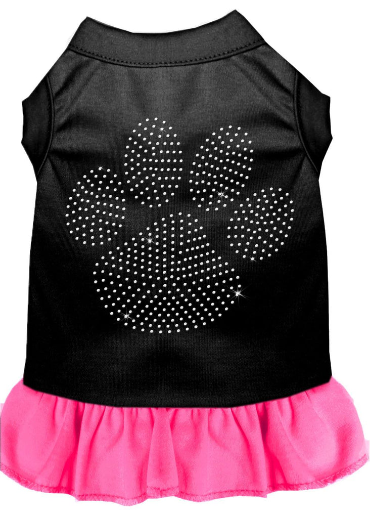 Rhinestone Clear Paw Dress Black With Bright Pink Xl (16)