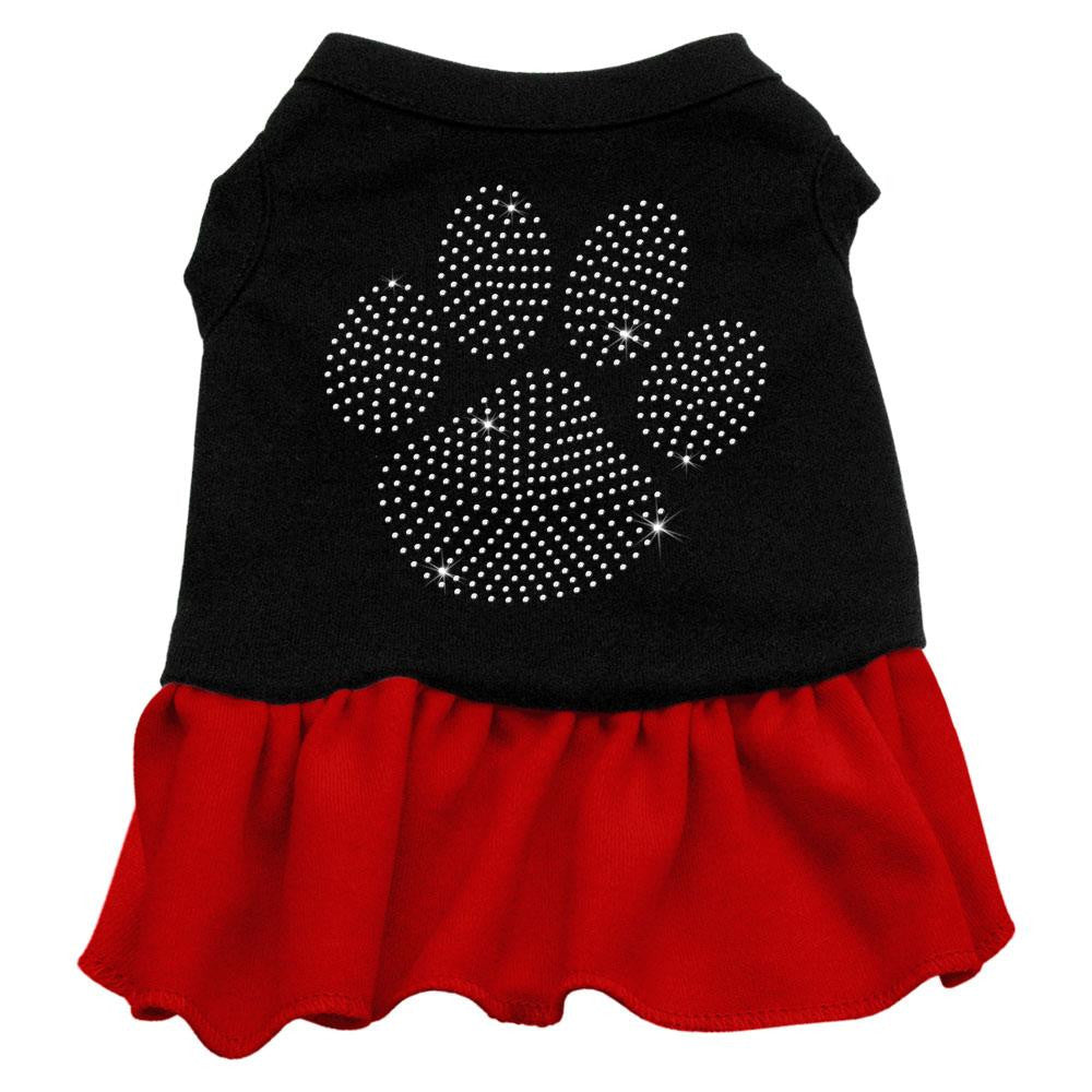 Rhinestone Clear Paw Dress Black with Red XS (8)