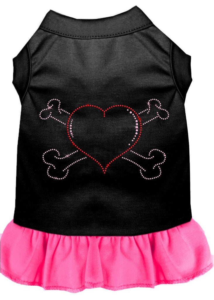 Rhinestone Heart And Crossbones Dress Black With Bright Pink Sm (10)