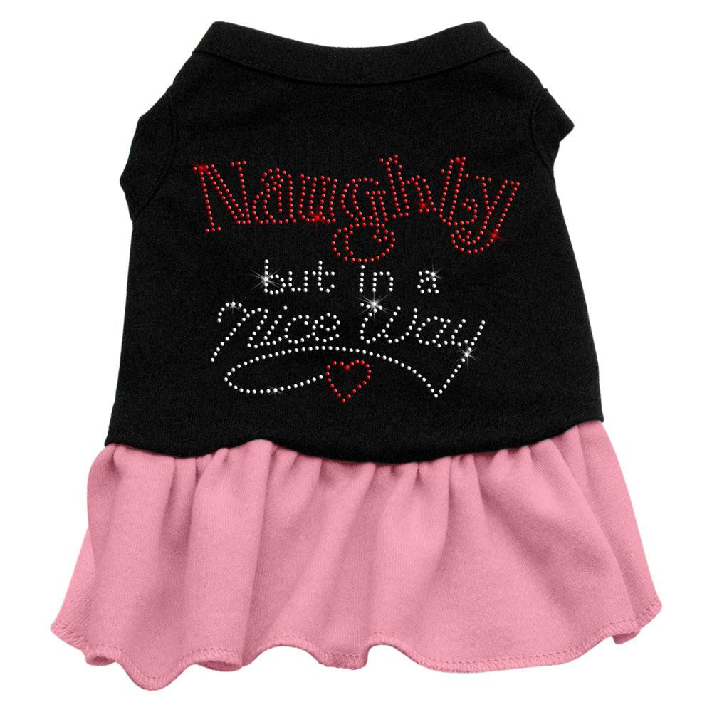 Rhinestone Naughty but in a nice way Dress Black with Pink Lg (14)