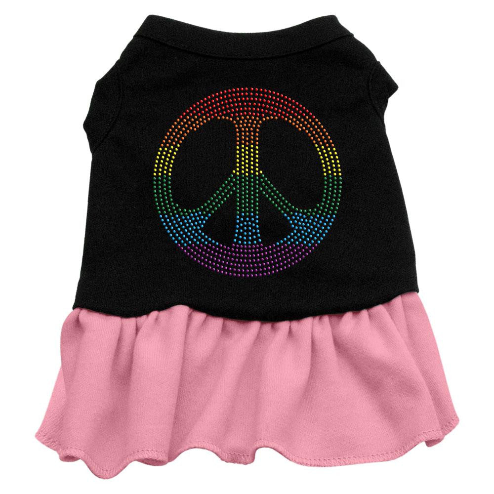 Rhinestone Rainbow Peace Dress Black with Pink Lg (14)