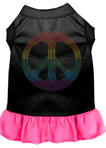 Rhinestone Rainbow Peace Dress Black With Bright Pink Lg (14)