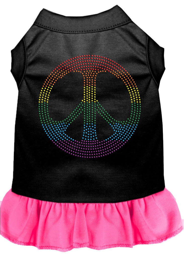 Rhinestone Rainbow Peace Dress Black With Bright Pink Sm (10)