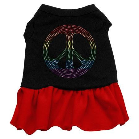 Rhinestone Rainbow Peace Dress Black with Red XL (16)