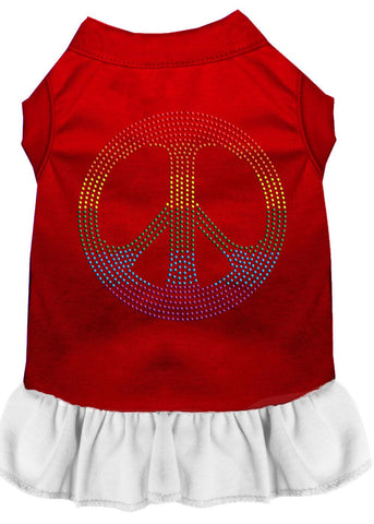 Rhinestone Rainbow Peace Dress Red With White Xl (16)